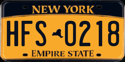 NY license plate HFS0218