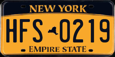 NY license plate HFS0219