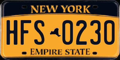 NY license plate HFS0230