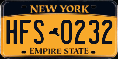 NY license plate HFS0232