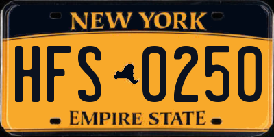 NY license plate HFS0250