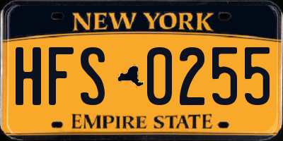 NY license plate HFS0255