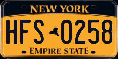 NY license plate HFS0258