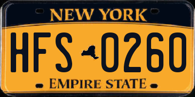 NY license plate HFS0260