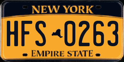 NY license plate HFS0263