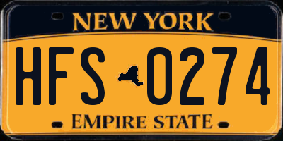 NY license plate HFS0274