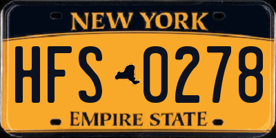 NY license plate HFS0278