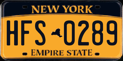 NY license plate HFS0289