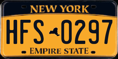 NY license plate HFS0297