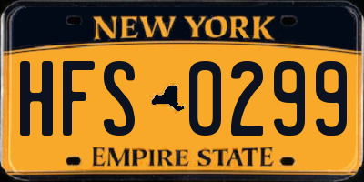 NY license plate HFS0299