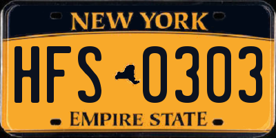 NY license plate HFS0303