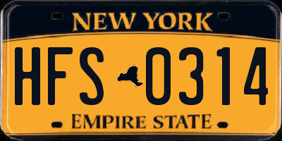 NY license plate HFS0314