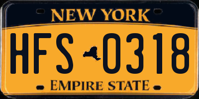 NY license plate HFS0318