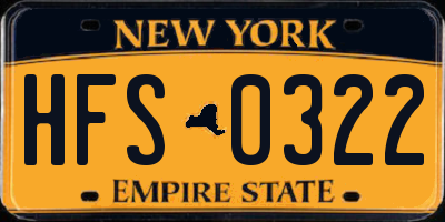NY license plate HFS0322