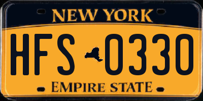 NY license plate HFS0330
