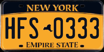 NY license plate HFS0333