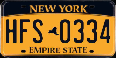 NY license plate HFS0334