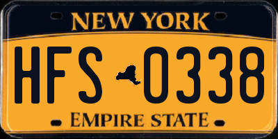 NY license plate HFS0338