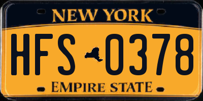 NY license plate HFS0378