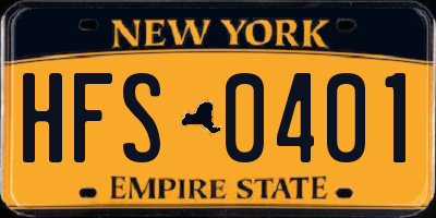 NY license plate HFS0401