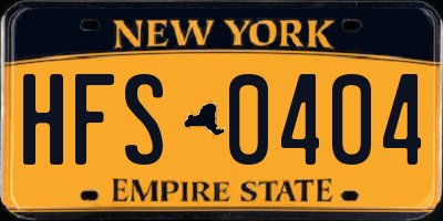 NY license plate HFS0404