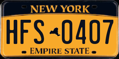 NY license plate HFS0407