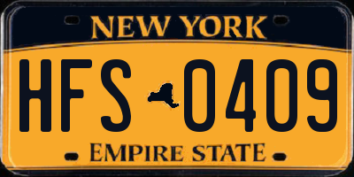 NY license plate HFS0409