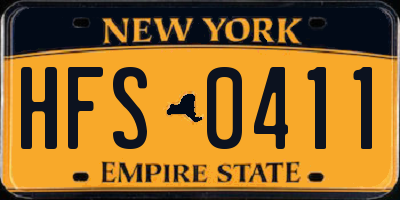 NY license plate HFS0411