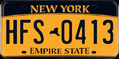 NY license plate HFS0413