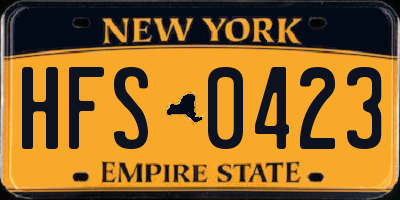 NY license plate HFS0423