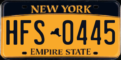NY license plate HFS0445
