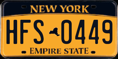 NY license plate HFS0449