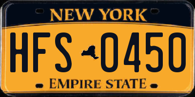 NY license plate HFS0450