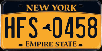 NY license plate HFS0458