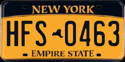 NY license plate HFS0463