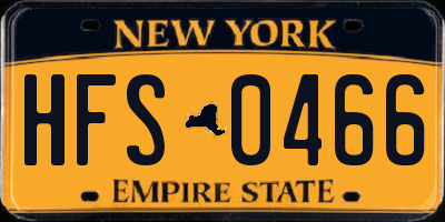 NY license plate HFS0466