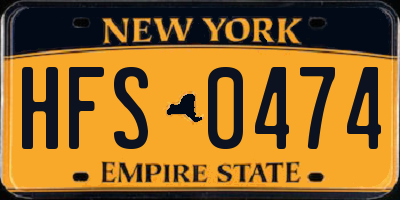 NY license plate HFS0474