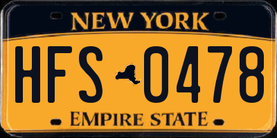 NY license plate HFS0478