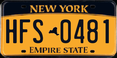 NY license plate HFS0481