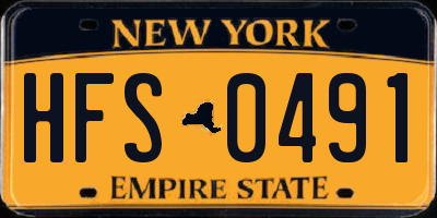NY license plate HFS0491