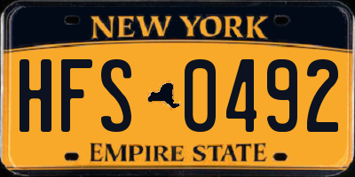 NY license plate HFS0492