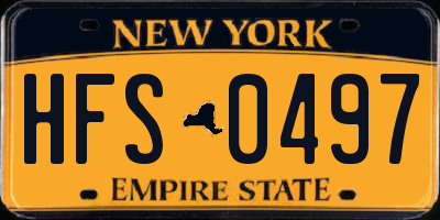 NY license plate HFS0497