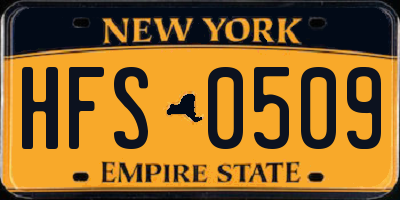 NY license plate HFS0509