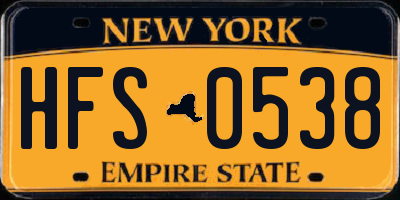 NY license plate HFS0538