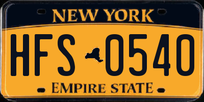 NY license plate HFS0540
