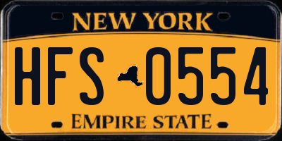 NY license plate HFS0554