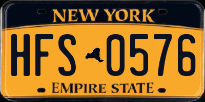 NY license plate HFS0576