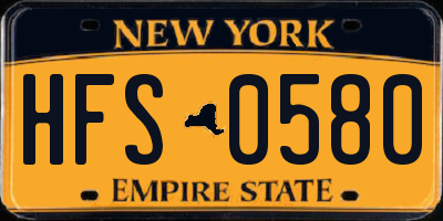 NY license plate HFS0580