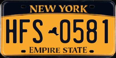 NY license plate HFS0581