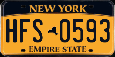 NY license plate HFS0593